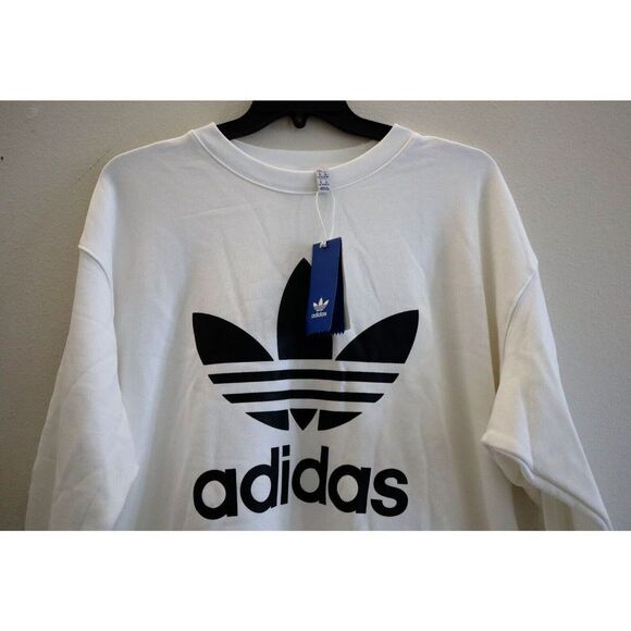 adidas Originals Women's Plus Sz 3XL White Trefoil Graphic Crewneck Sweatshirt - Picture 5 of 8